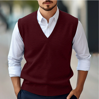 Maglione Uomo - Pullover Senza Maniche a Maglia con Scollo a V