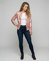 Almira - Veste bomber brillante pour femmes avec fermeture éclair
