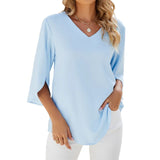 Elaran - Bluse med V-hals