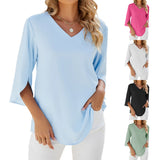 Elaran - Bluse med V-hals