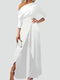 Aulouette - One Shoulder Draped Wide Leg Jumpsuit