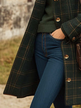 Paylore – Women’s Long Wool Check Coat with Tailored Fit