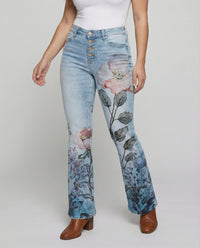 Elmirra - Jeans évasés pour femmes avec détail à quatre boutons