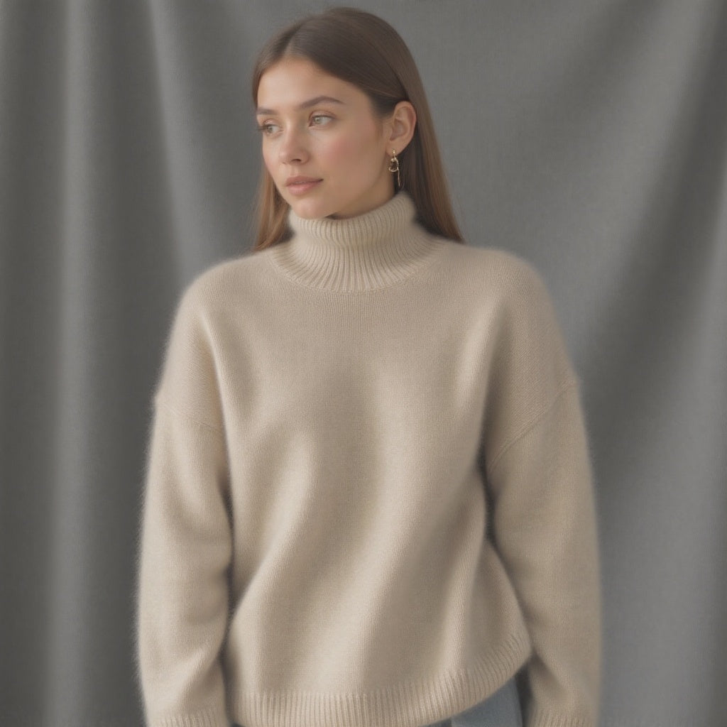 Celviera - Dame Oversized Cashmere Rullekrave Sweater