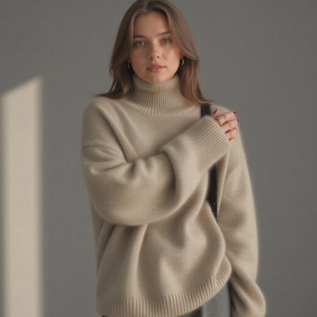 Celviera - Dame Oversized Cashmere Rullekrave Sweater