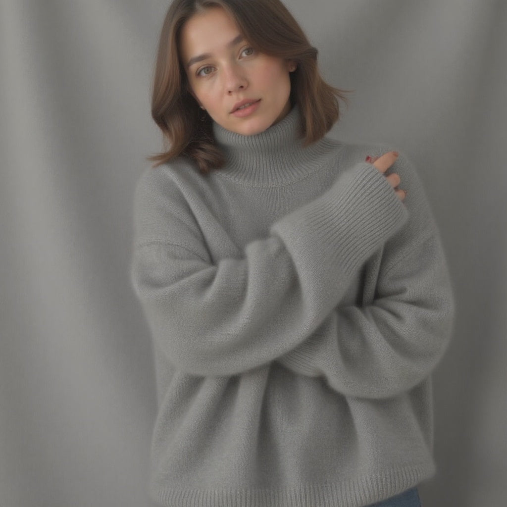 Celviera - Dame Oversized Cashmere Rullekrave Sweater