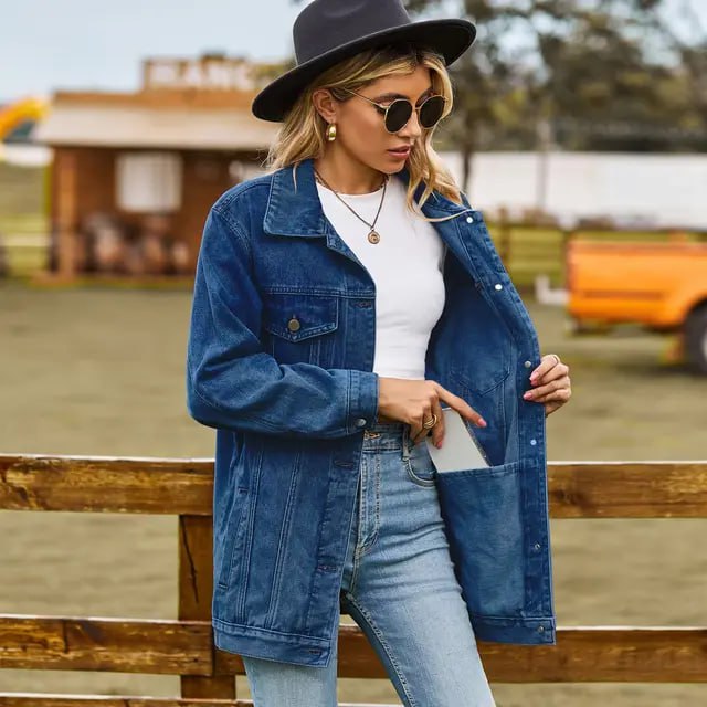 Cavellie - Jachetă de damă vintage din denim cu straturi