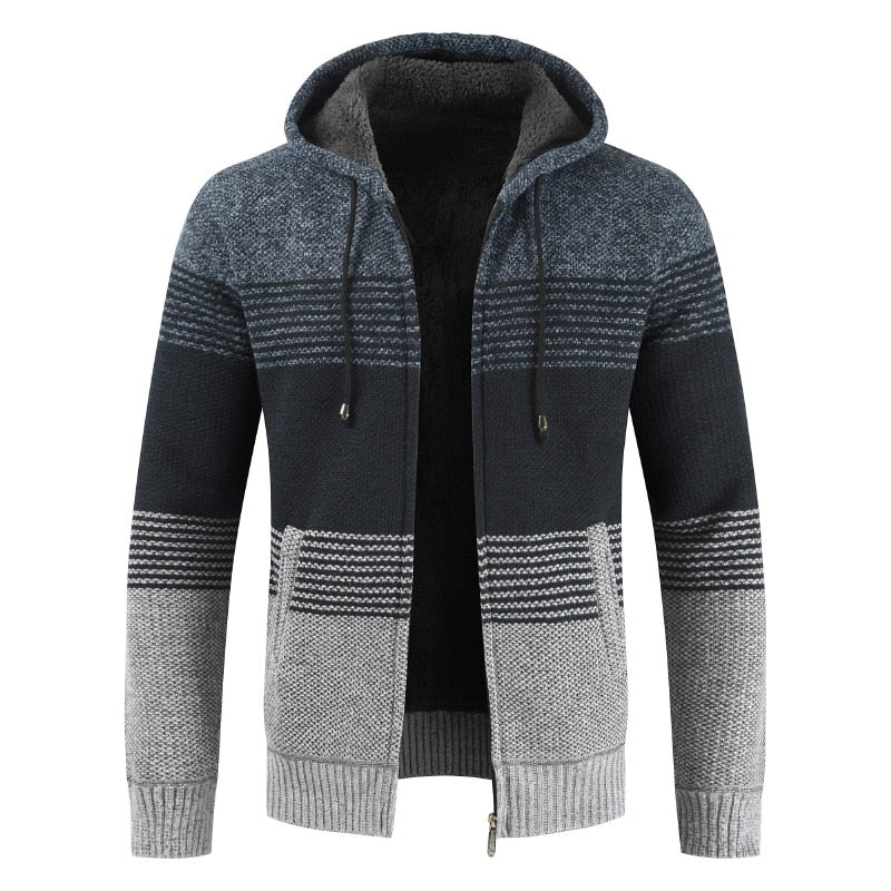 Maelric – Pull à capuche zippé doublé en polaire pour homme