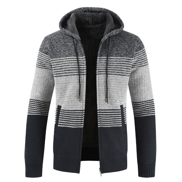 Maelric – Pull à capuche zippé doublé en polaire pour homme