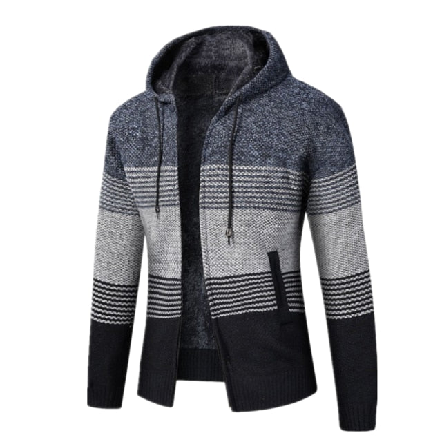 Maelric – Pull à capuche zippé doublé en polaire pour homme