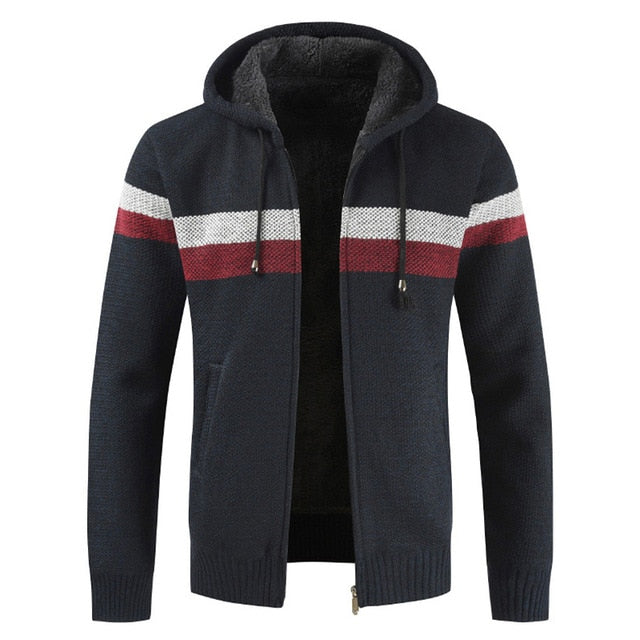Maelric – Pull à capuche zippé doublé en polaire pour homme