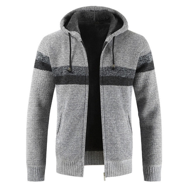 Maelric – Pull à capuche zippé doublé en polaire pour homme