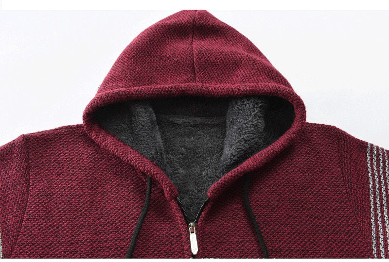 Maelric – Pull à capuche zippé doublé en polaire pour homme