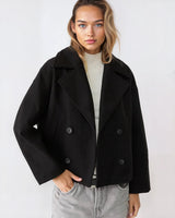 Mirella – Manteau court croisé en mélange de laine pour femmes