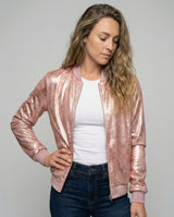 Almira - Veste bomber brillante pour femmes avec fermeture éclair
