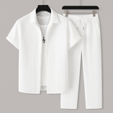 Set de vară pentru bărbați, stil in, cu pantaloni cu șnur și cămașă lejeră
