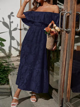 Catherin – Off-shoulder lagdelt maxi-kjole til bryllupsgæster